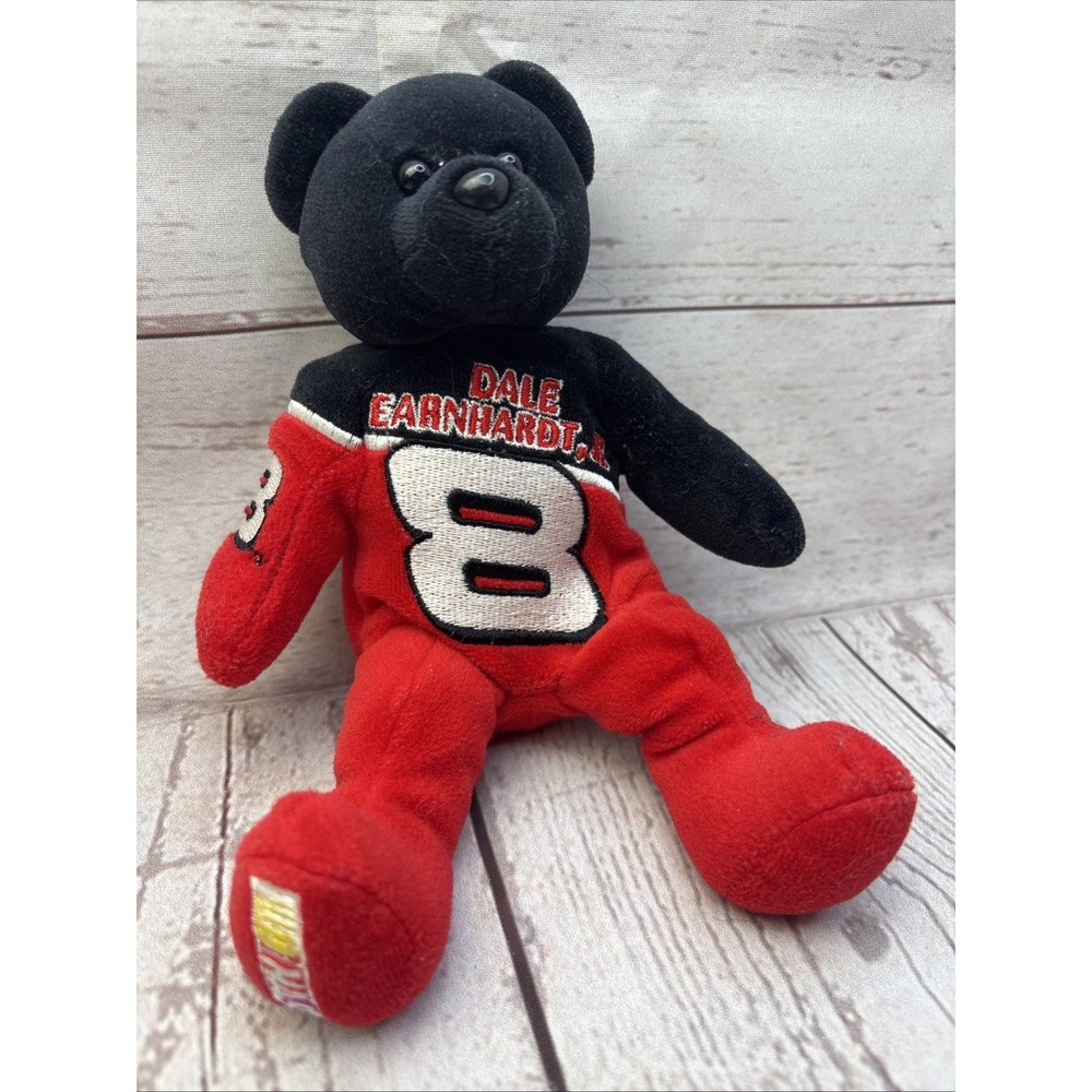 2002 NASCAR Dale Earnhardt #8 Team Beans Collectible Plush Bear Black Red Toy
